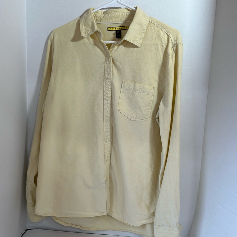 Prince & fox yellow long sleeve button up shirt size extra large
